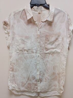 cloth & stone By Anthropologie Blush/Cream Button Up Top Size Medium EUC
